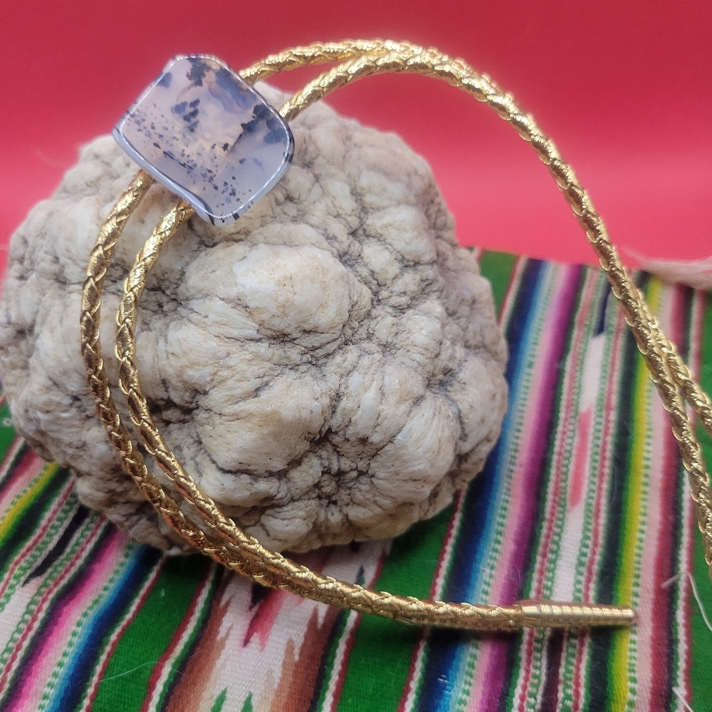 Blinged Gold & Polished Stone Western Bolo